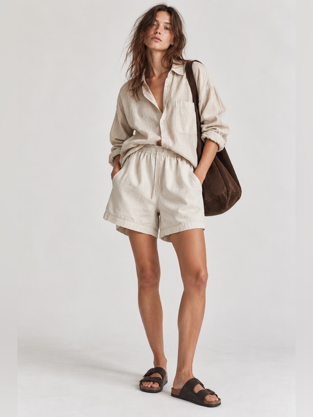 Le Bon Shoppe Nature Collection Cotton Easy Shorts Cream Size S Minimalist